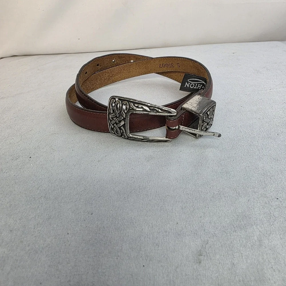 Vintage Brighton Belt Leather Brown 1995 Celtic Buckle 35007 Small 26-28